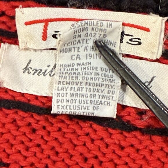 VTG 90s Talbots Womens Large Christmas Toy Train Hand Knit Red Cardigan Sweater - Picture 10 of 12